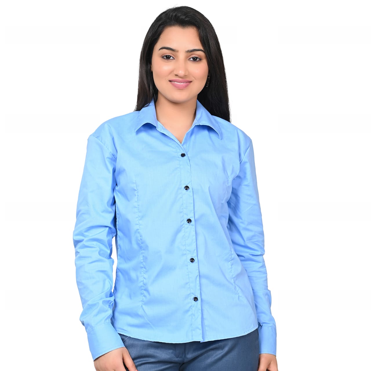 ROFIT WOMENS SKYBLUE FORMAL SHIRT